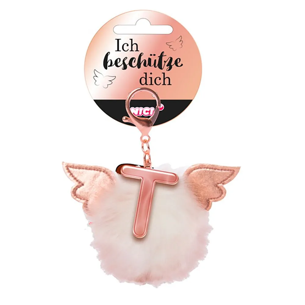 Nici Bag Pendant Plush Pompom Letter T Key Ring 3 Nici Bag Pendant Plush Pompom Letter T Key Ring