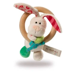 Nici Wooden Grasp Ring Rabbit Tilli With Bell Rattle